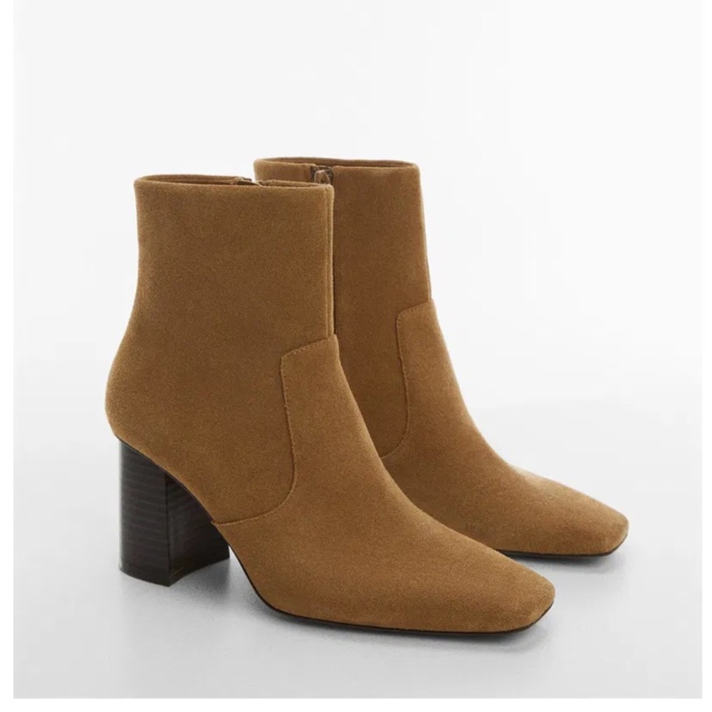 Leather Block Heel Ankle Boots